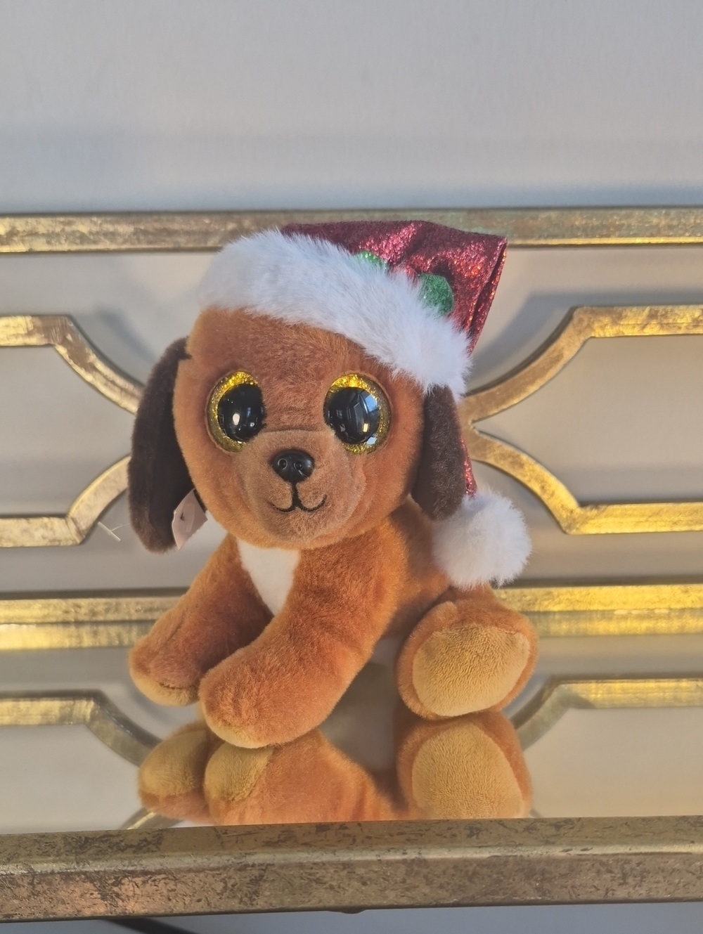 Ty Beanie Boos Howlidays the Christmas Dog, 6", Brown Multi.